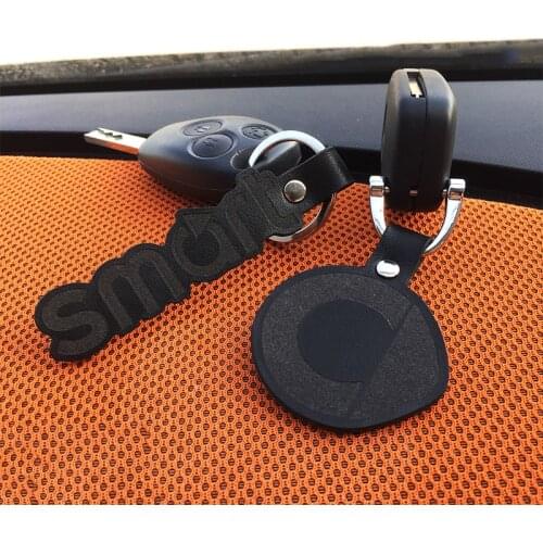 Car Styling Leather Keychain Key Chain Refit Horseshoe Ring Decoration For Smart 453 451 fortwo forfour Universal Accessories