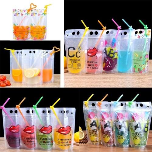 13x22cm 500ml beverage bag self-sealing juice bag transparent creative tea bag thickening disposable hot and cold drink bag