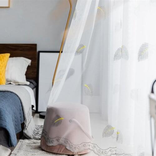Modern Style Embroidery Voile Tulle Curtain For Living Room White Fabric Drapes Decorative Window Treatments Curtain For Bedroom