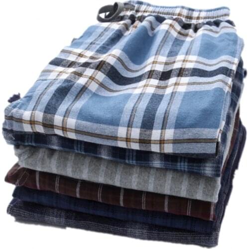 2021 Spring High-end Men 100%Cotton sleep bottoms Male plus size nighty trousers Men Casual Loosen Plaid pajama pants XXL 100KGS