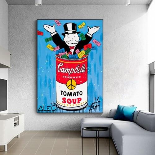 Funny Canvas Panting Tomato Soup Alec Monopoly Canvas Prints Picture Paintings For Living Room Poster On The Wall Home Decor