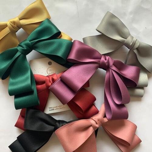 Simple fashion bow hairpin Korean ribbon long tail streamer clip spring clip net red girl hair accessories