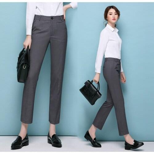 Fashion new black work formal pants professional trousers straight trousers suit pants women
