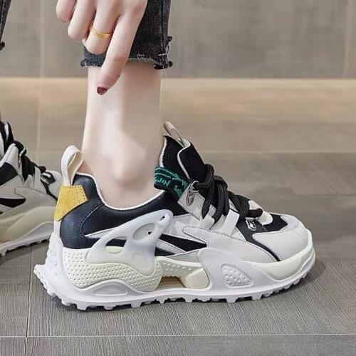 2021 Womens Shoes Womens Sneakers Spring New Vulcanized Shoes Walking Platform Shoes Comfortable Lace-up Outdoor Casual Shoes