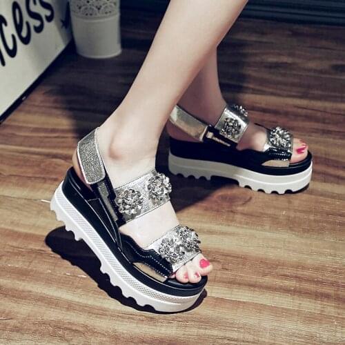 MEZEREON Platform Sandals Women Wedges Shoes Thick Bottom Sandals Luxury Flowers Summer Platform Sandals Sandalia Feminina