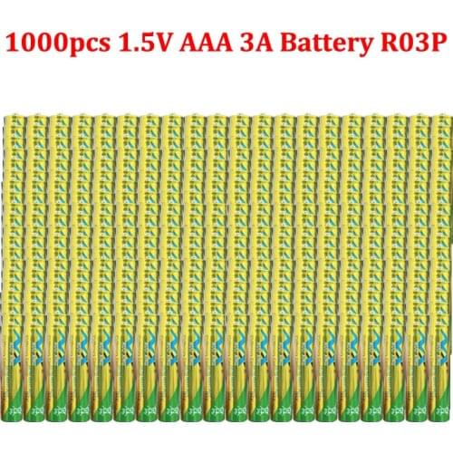 1000Pcs AAA 1.5V 3A Single Use Battery LR03 R03P For Remote Control Toy Flashlight Smart Door Lock Clock Dry Primary Battery R03