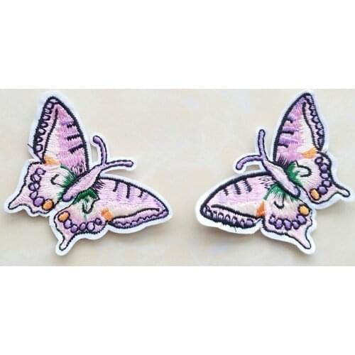 2pcs Butterfly Applique Embroidered Iron on Patches For Clothes Bag Sticker Repair Handwork Craft Ornament Decoration