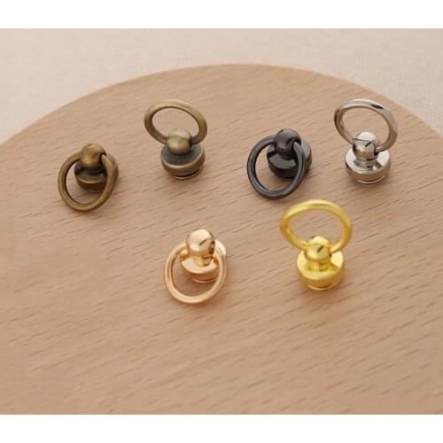 4PCS Head 6mm Circle Shaved Head Manual Diy Leather Hardware Wear Nail Leather Hasp Bag Hanger Metal Accessories For Bags