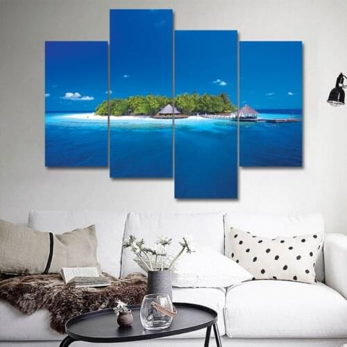 4pcs Print poster canvas Wall Art Scenery of Ihuru Island Maldives Modular pictures on the wall sitting room(no frame)