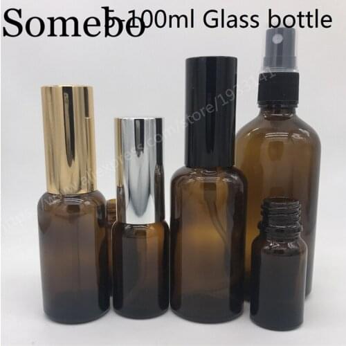 500pcs 5ml 10ml 15ml 20ml 30ml 50ml 100ml Amber Glass Spray Bottle with Fine Mist Sprayers Essential oil Glass Bottle