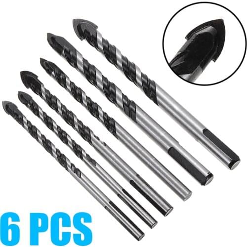6Pcs Tungsten Steel Glass Drill Bit Masonry Carbide Point Cutting Glass Brick Concrete Drill Bit