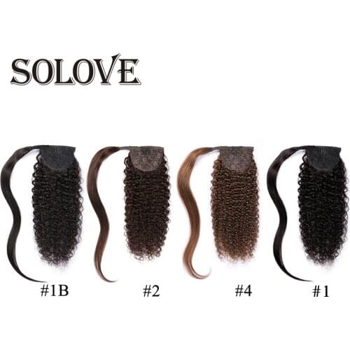 Afro Kinky Curly Human Hair Ponytail Remy Hair Drawstring Ponytail Clip in Human Hair Extension for Women Wrap Around Hair