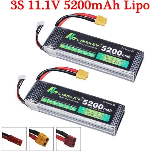 2pcs/lot High Capacity 5200mAh 3S 11.1V LIPO POWER Battery For RC Helicopter RC Car Boats Trucks Quadcopter Remote Control Toys