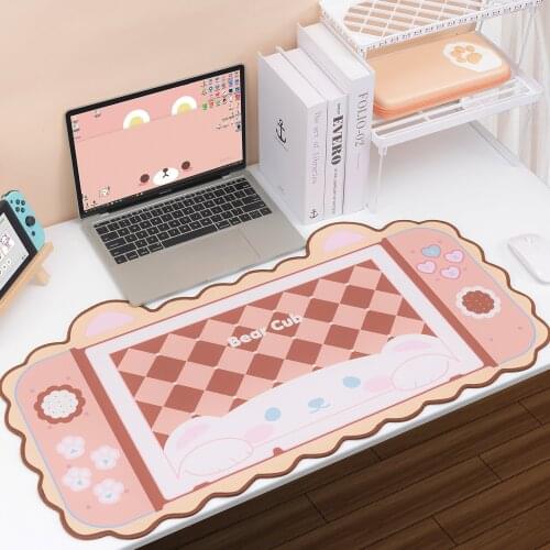 Big Mouse Pad 80CM*40CM Cute Bear Cub Mouse Table Mat Thicken Computer Games Non-slip Pink Girl Cartoon Super Cute For Girl