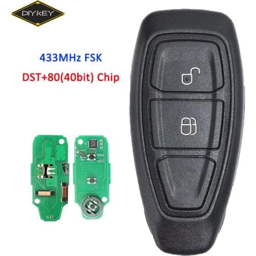 DIYKEY 433MHz FSK DST+80(40bit) Chip for Ford Ecosport 2013 2014 2015 2016 Smart Remote Key Fob 2 Button