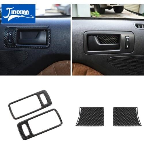 For Ford Mustang 2009 2010 2011 2012 2013 Door Inner Handle Bowl Decoration Cover Trim Sticker Carbon Fiber Car Accessories