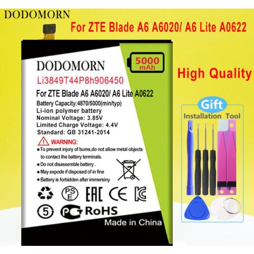 DODOMORN Batteries For Phones ZTE Blade A6 Lite