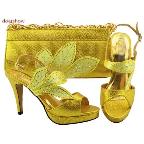 Doershow newMatching Italian Shoe and Bag Set Women Shoes and Bag Set In Italy Nigerian Women Wedding Shoes and Bag Sets SFG1-32