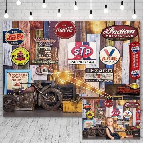 Avezano Newborn Photography Background Route 66 Board Plank Motorcycle Baby Boy Backdrop Photo Studio Photocall Photozone Decor
