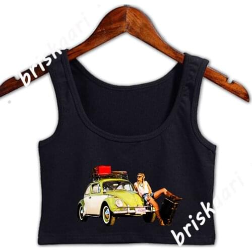 Hippie Beetle Girl Crop Top Women Tops Girls Size S-3xl Customize Fit Spring Standard Sleeveless Vest