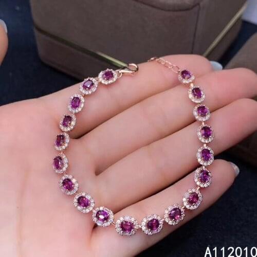 KJJEAXCMY Fine Jewelry 925 Sterling Silver inlaid gemstone garnet women hand bracelet elegant support test hot selling
