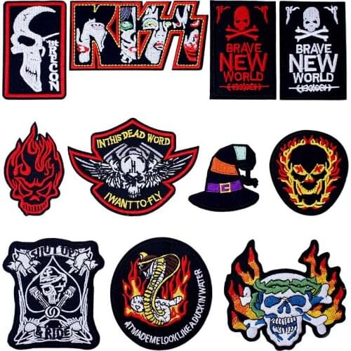 Red Tornado Embroidered Iron on Patches for Clothing DIY Stripes Clothes Patchwork Sticker Custom Applique