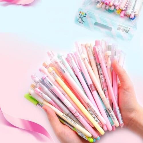 30/50pcs/Lot 0.35/0.38/0.5mm Black/blue Ink Gel Pens Set korean Gel Ink Pen School Office Cute Stationery Student Writing Pen