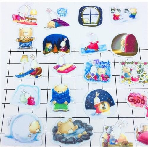 38 PCS Cartoon couple bear Stickers Crafts And Scrapbooking stickers book Student label Decorative sticker kids toys