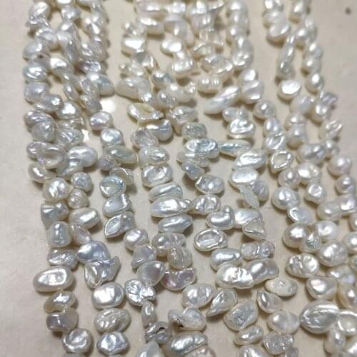 Irregular pearl 5-6-7mm White and Gray Baroque trendy Choker Necklace DIY Jewelry 37cm Single Strand For Women