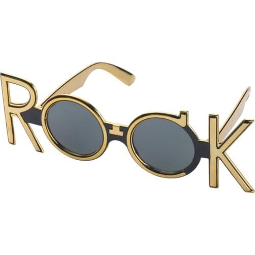 Funny Party Sunglasses Gold ROCK Monogram Eye Glasses Costume