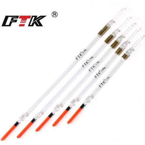 FTK FishingFloat 10PCS/Lot Nylon Plastic Float 1.0g/1.25g/1.5g/1.75g/2.0g Crystal Plastic Fishing Floats Tube Set Fishing Tackle