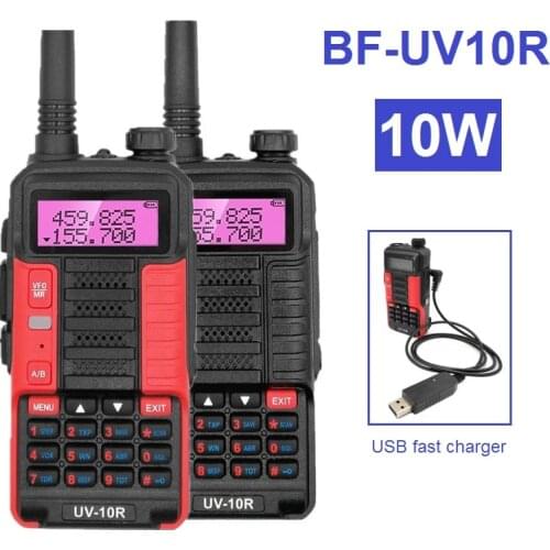 2021 BaoFeng UV-10R High Power Walkie Talkie 10W Long Range Portable CB Ham Radio Transceiver Dual Frequency Intercom Outdoor