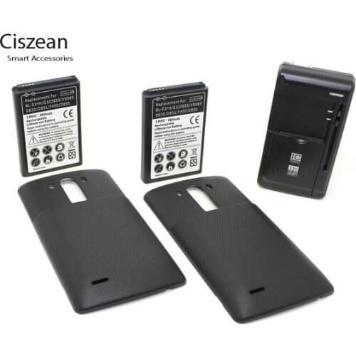 2x 6800mAh Extended Battery + 3 Optional Color Back Cover + USB Wall Charger For LG G3 BL-53YH D855 VS985 D830 D850 D851 F400