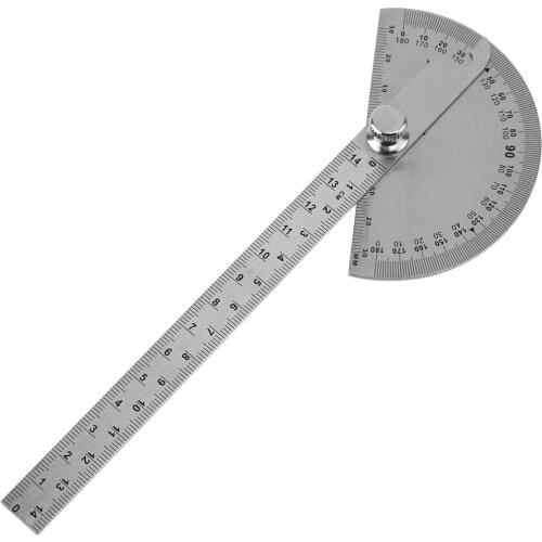 90 x 150mm 0-180 Degree Stainless Steel Adjustable Angle Ruler with 145mm Round Head Rotary Protractor