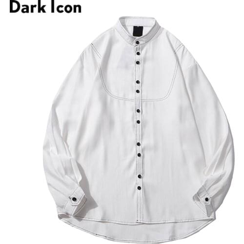 Dark Icon Dark Icon Stand Collar Color Block Shirt Men Long Sleeved Mens Shirts 2020 Autumn Male Top