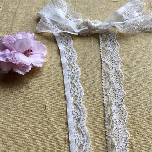 S2523-1 stretch elastic lace white african lace fabric elasticity lace trim embroidered for sewing clothing underwear accesso