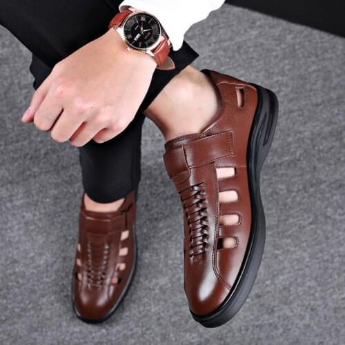 2020 Classic Men Sandals High Quality Genuine Leather Sandals Men Outdoor Casual Shoes Breathable Fisherman Shoes Plus Size 48