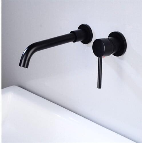 Modern Wall-Mount Mixer Tap Bathroom Sink Faucet Swivel Wall Spout Bath With Single Lever Basin Faucet