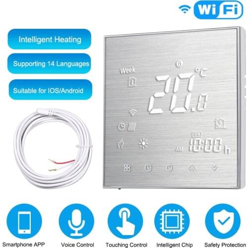 95-240V All Touch Screen Temperature Controller Thermoregulator Black Back Light Electric Heating Room Thermostat WiFi BHT2000GB