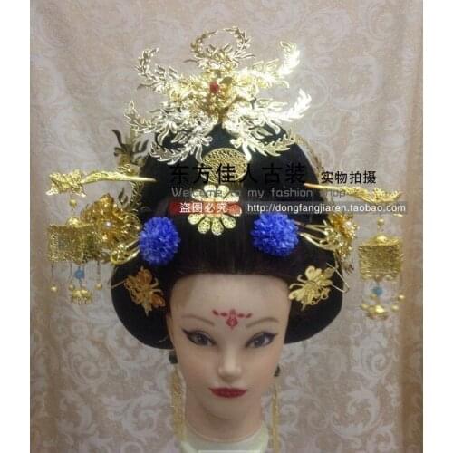 TV Drama Legend of Tang Empress Wumeiniang Hanfu Hair Accessory Set (Hair wig + hair jewelry ) Full Set