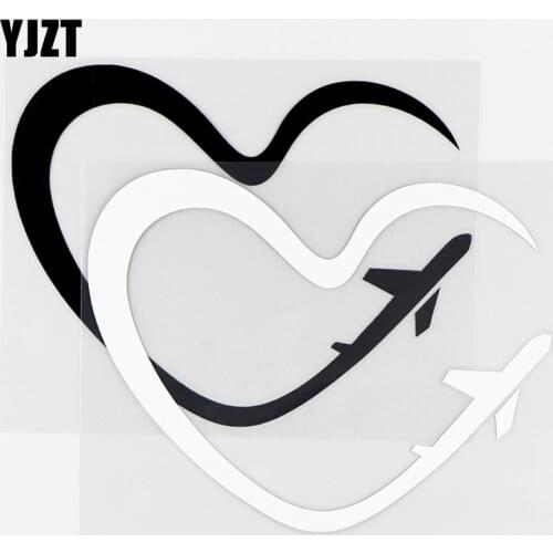 YJZT 14.2×11CM Jet Aircraft Love Airplane Personality Car Sticker Vinyl Decals Black / Silver 10A-0512