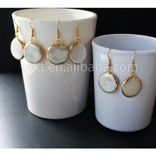 WT-E157 2016 spring sale fashion gold dipped hoop pearl earrings freshwater pearl earrings
