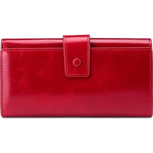 Oil Wax Leather Womens Novelty Fashionable Long Wallet Retro Europe the United States Purses Luxury Clip Large Capacity Handbag