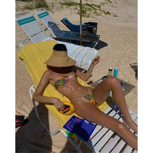 Bikini Swimsuit Women 2021 Print Split High Waist Sex Bikini 2 Piece Sets Womens Plus Size Push Up Swimwear Thong Cute