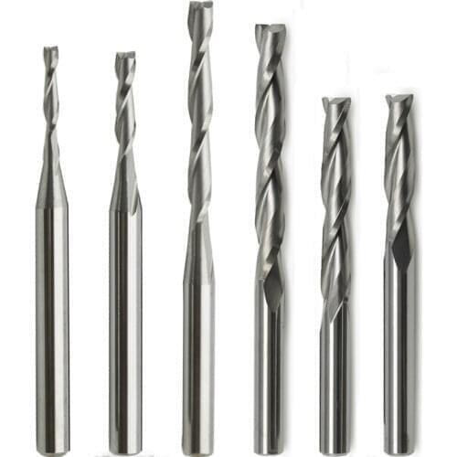 10pcs Shank 3.175mm Double Two Flute Spiral Router Bit for Wood CNC End Mill Tungsten Carbide PCB Milling Cutter 1/8"