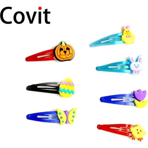 100pcs/lot Environmentally friendly non-toxic PVC soft plastic Halloween hair clip cartoon children hairpin activities gifts
