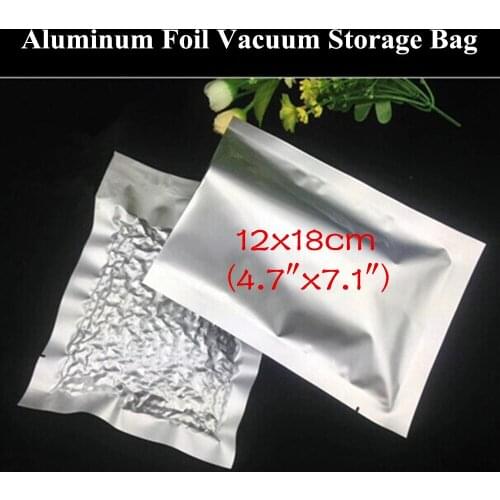 100pcs 12x18cm (4.7"x7.1") 200micron Open Top Aluminum Foil Vacuum Bag Heat Sealing Bag Herbal/Medicine/Seed Storage Bag