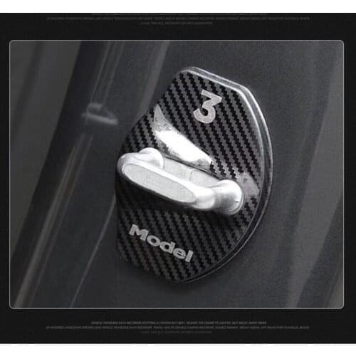 4PCS 3D Car Door Lock Buckle cover For tesla model 3 Car Stickers Car Accessories