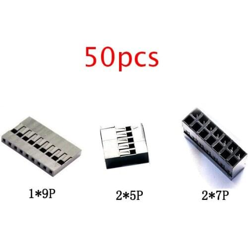 50Pcs Dupont Plastic Shell Plug 2.54mm Dupont Connector 1*9P/2*5pin/2*7P Housing for DIY Robot Gray Sensor