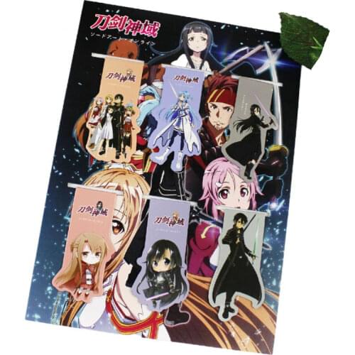 6pcs Sword Art Online SAO Anime Magnetic Bookmark Cartoon Magnet Bookmark Child Student Kawaii Gift Bookmarks Office Stationery